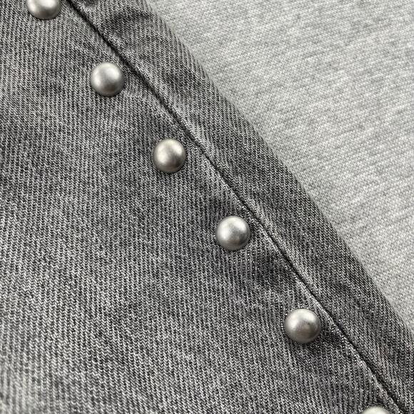 Abercrombie & Fitch High Rise Loose Jeans Womens 25 Curve Love Gray Studded NWT - Picture 13 of 16